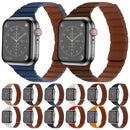 Strong Magnetic Leather Watch Band For Apple Watch Series 8&7 45mm / SE 2&6&SE&5&4 44mm / 3&2&1 42mm(Black)