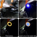 2 PCS PE-ZSD-174 Motorcycle Flashing Rotation Mode LED Two-color Modified Round Turn Signal Light(Yellow + Blue Light)