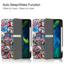 For iPad Pro 11 inch 2020 Painted TPU Smart Tablet Holster With Sleep Function & Tri-Fold Bracket & Pen Slot(Graffiti)