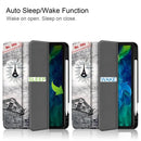For iPad Pro 11 inch 2020 Painted TPU Smart Tablet Holster With Sleep Function & Tri-Fold Bracket & Pen Slot(Retro Tower)