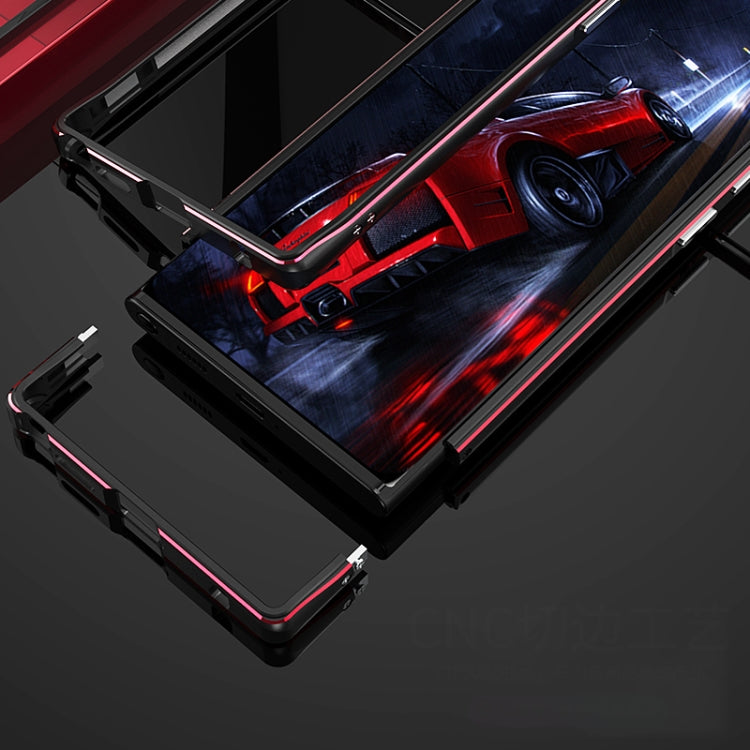 For Samsung Galaxy S22 Ultra Aurora Series Lens Protector + Metal Frame Protective Phone Case(Black Red)