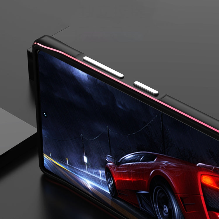 For Samsung Galaxy S22 Ultra Aurora Series Lens Protector + Metal Frame Protective Phone Case(Black Red)