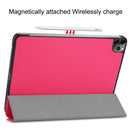 For iPad Pro 11 inch 2020 Custer Texture Smart PU Leather Tablet Case with Sleep / Wake-up Function & 3-Fold Holder(Rose Red)