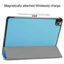 For iPad Pro 11 inch 2020 Custer Texture Smart PU Leather Tablet Case with Sleep / Wake-up Function & 3-Fold Holder(Sky Blue)
