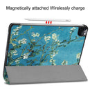 For iPad Pro 11 inch 2020 Custer Painted PU Leather Tablet Case with Sleep / Wake-up Function & 3-Fold Holder(Apricot Blossom)