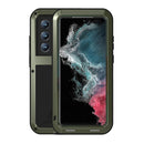 For Samsung Galaxy S22 Ultra 5G LOVE MEI Metal Shockproof Waterproof Dustproof Protective Phone Case(Army Green)