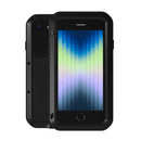 For iPhone SE 2022 / SE 2020 / 8 / 7 LOVE MEI Metal Shockproof Waterproof Dustproof Protective Phone Case with Glass(Black)