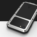 For iPhone SE 2022 / SE 2020 / 8 / 7 LOVE MEI Metal Shockproof Waterproof Dustproof Protective Phone Case with Glass(Black)