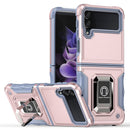 For Samsung Galaxy Z Flip4 Ring Holder Non-slip Shockproof Armor Phone Case(Rose Gold)
