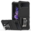 For Samsung Galaxy Z Flip4 Ring Holder Non-slip Shockproof Armor Phone Case(Black)