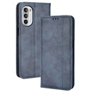 For Motorola Moto G71s/G82 5G/G52 4G Magnetic Buckle Retro Crazy Horse Leather Phone Case(Blue)