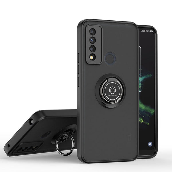For TCL 20 XE Q Shadow 1 Series TPU + PC Phone Case with Ring(Black+Black)