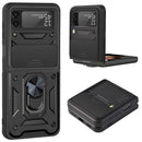 For Samsung Galaxy Z Flip4 Sliding Camera Cover Design TPU+PC Protective Phone Case(Black)
