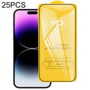 For iPhone 14 Pro Max 25pcs 9D Full Glue Full Screen Tempered Glass Film