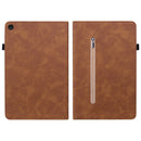 For Lenovo Tab M10 10.1 3rd Gen Skin Feel Solid Color Zipper Leather Tablet Case(Brown)
