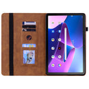 For Lenovo Tab M10 10.1 3rd Gen Skin Feel Solid Color Zipper Leather Tablet Case(Brown)