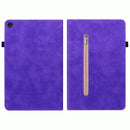 For Lenovo Tab M10 10.1 3rd Gen Skin Feel Solid Color Zipper Leather Tablet Case(Purple)