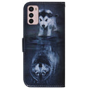For Motorola Moto G42 Coloured Drawing Leather Phone Case(Wolf and Dog)