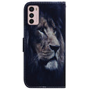 For Motorola Moto G42 Coloured Drawing Leather Phone Case(Lion)
