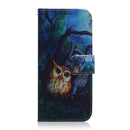 For Motorola Moto G42 Coloured Drawing Leather Phone Case(Oil Painting Owl)