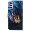 For Motorola Moto G42 Coloured Drawing Leather Phone Case(Oil Painting Owl)