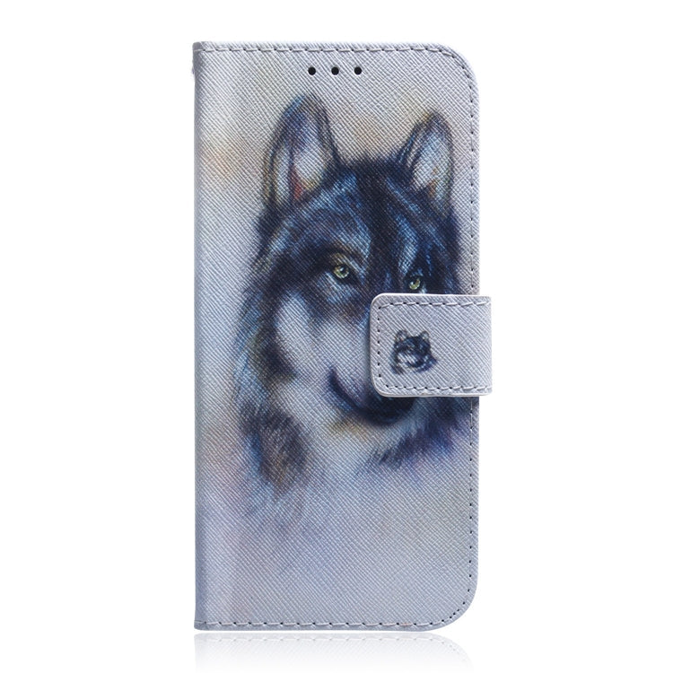 For Motorola Moto G42 Coloured Drawing Leather Phone Case(White Wolf)