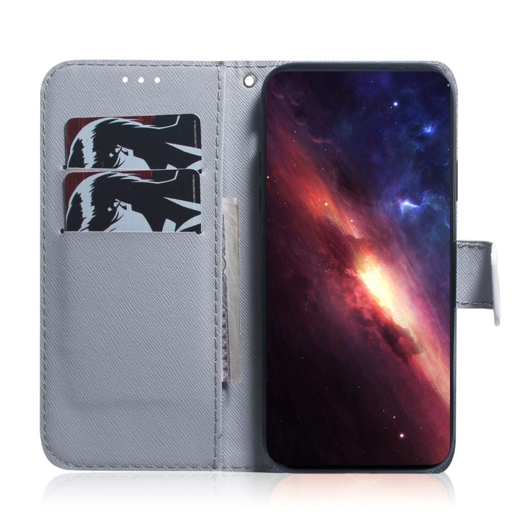 For Motorola Moto G42 Coloured Drawing Leather Phone Case(White Wolf)