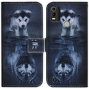 For Nokia C21 Plus Coloured Drawing Leather Phone Case(Wolf and Dog)