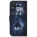 For Nokia C21 Plus Coloured Drawing Leather Phone Case(Wolf and Dog)