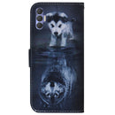 For Tecno Spark 8 Pro Coloured Drawing Leather Phone Case(Wolf and Dog)