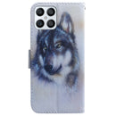 For Honor X8 Coloured Drawing Leather Phone Case(White Wolf)