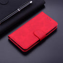 For Motorola Moto G42 Skin Feel Pure Color Flip Leather Phone Case(Red)