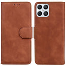 For Honor X8 Skin Feel Pure Color Flip Leather Phone Case(Brown)