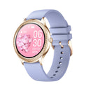 AK35 1.32 inch IPS Color Screen Smart Watch, Support Sleep Monitoring/Blood Oxygen Monitoring(Gold Purple Silicone Watch Band)