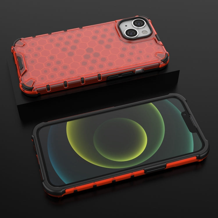 Lanyard Honeycomb Phone Case For iPhone 14(Red)