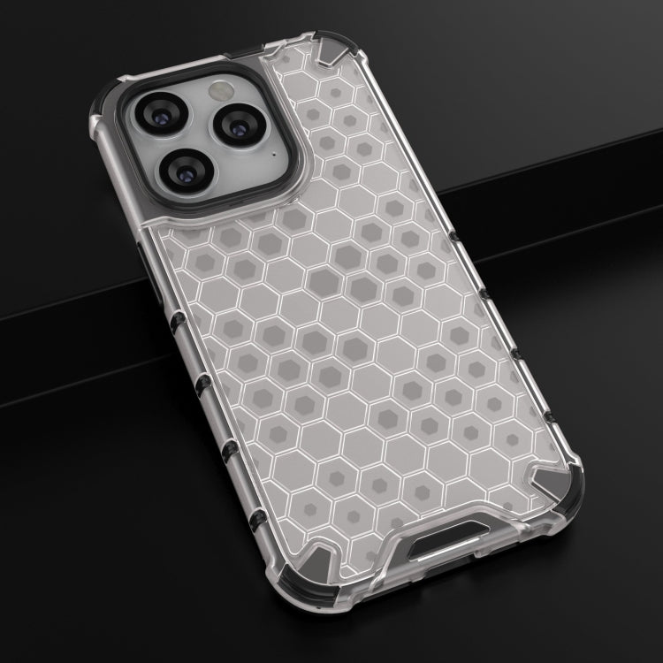 Lanyard Honeycomb Phone Case For iPhone 14 Pro(White)