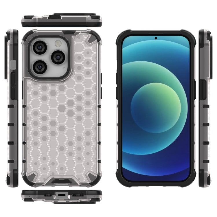 Lanyard Honeycomb Phone Case For iPhone 14 Pro(White)