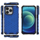 Lanyard Honeycomb Phone Case For iPhone 14 Pro(Blue)