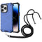 Lanyard Honeycomb Phone Case For iPhone 14 Pro(Blue)