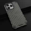 Lanyard Honeycomb Phone Case For iPhone 14 Pro(Black)