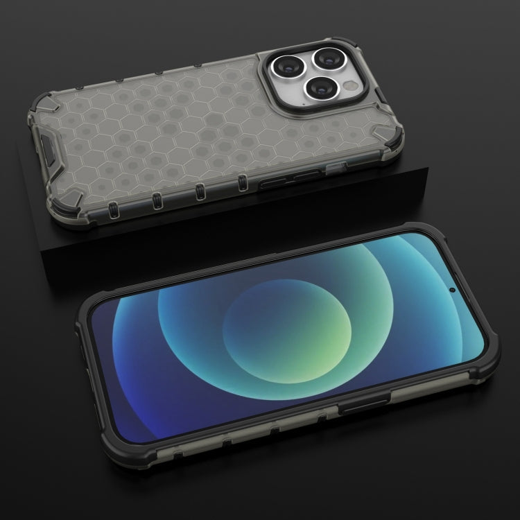 Lanyard Honeycomb Phone Case For iPhone 14 Pro(Black)