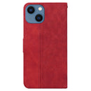 Geometric Embossed Leather Phone Case For iPhone 14(Red)