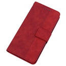 Geometric Embossed Leather Phone Case For iPhone 14(Red)
