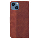 Geometric Embossed Leather Phone Case For iPhone 14(Brown)