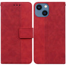 Geometric Embossed Leather Phone Case For iPhone 14 Max(Red)