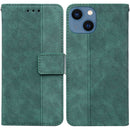 Geometric Embossed Leather Phone Case For iPhone 14 Max(Green)