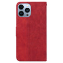 Geometric Embossed Leather Phone Case For iPhone 14 Pro Max(Red)