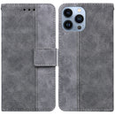 Geometric Embossed Leather Phone Case For iPhone 14 Pro Max(Grey)