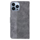 Geometric Embossed Leather Phone Case For iPhone 14 Pro Max(Grey)