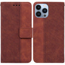 Geometric Embossed Leather Phone Case For iPhone 14 Pro Max(Brown)